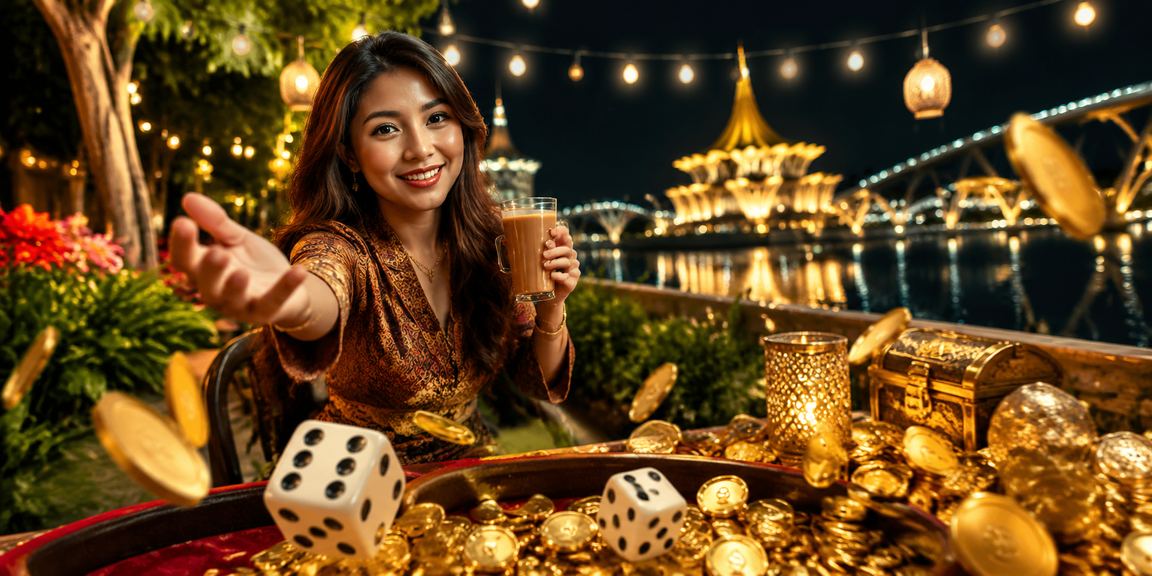 Suasana permainan dadu di Kuching dengan atmosfera kasino Asia yang autentik dan meriah